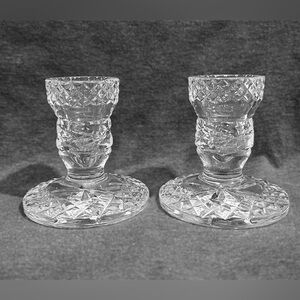 Pair Vintage Waterford Glandore Crystal Candleholders Candlestick Holders